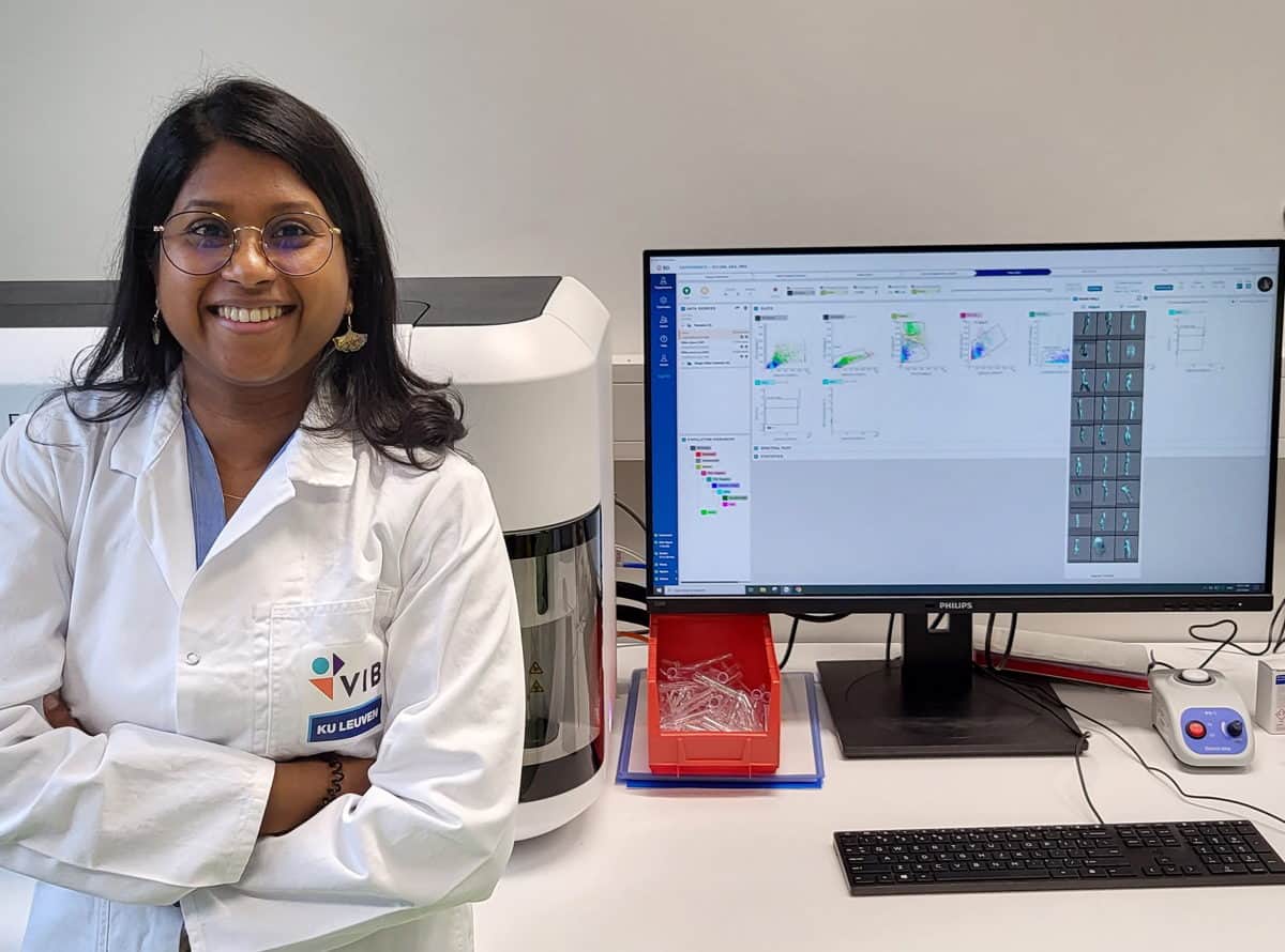Tharshana Stephen at the VIB Flow Core in Leuven